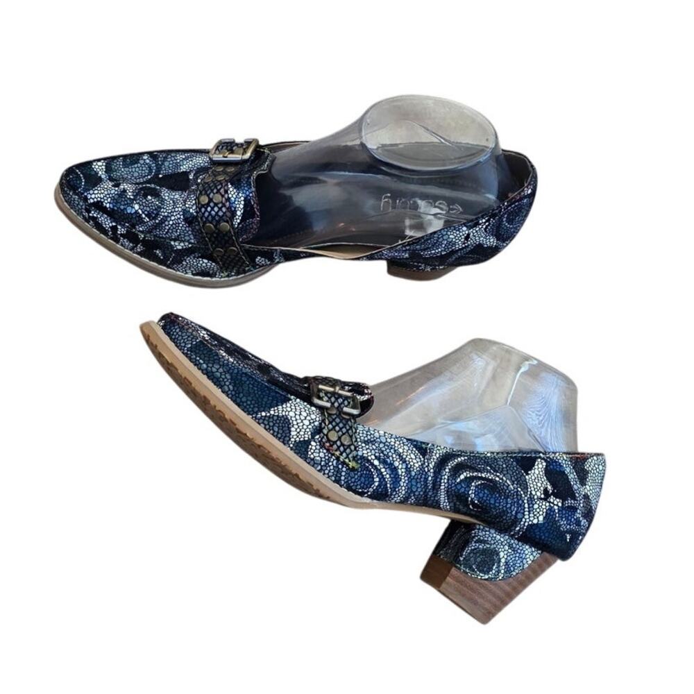 Socofy Multicolor Blue Leather Almond Toe Heel sz 42 NWOB US 11-11.5 Buckle